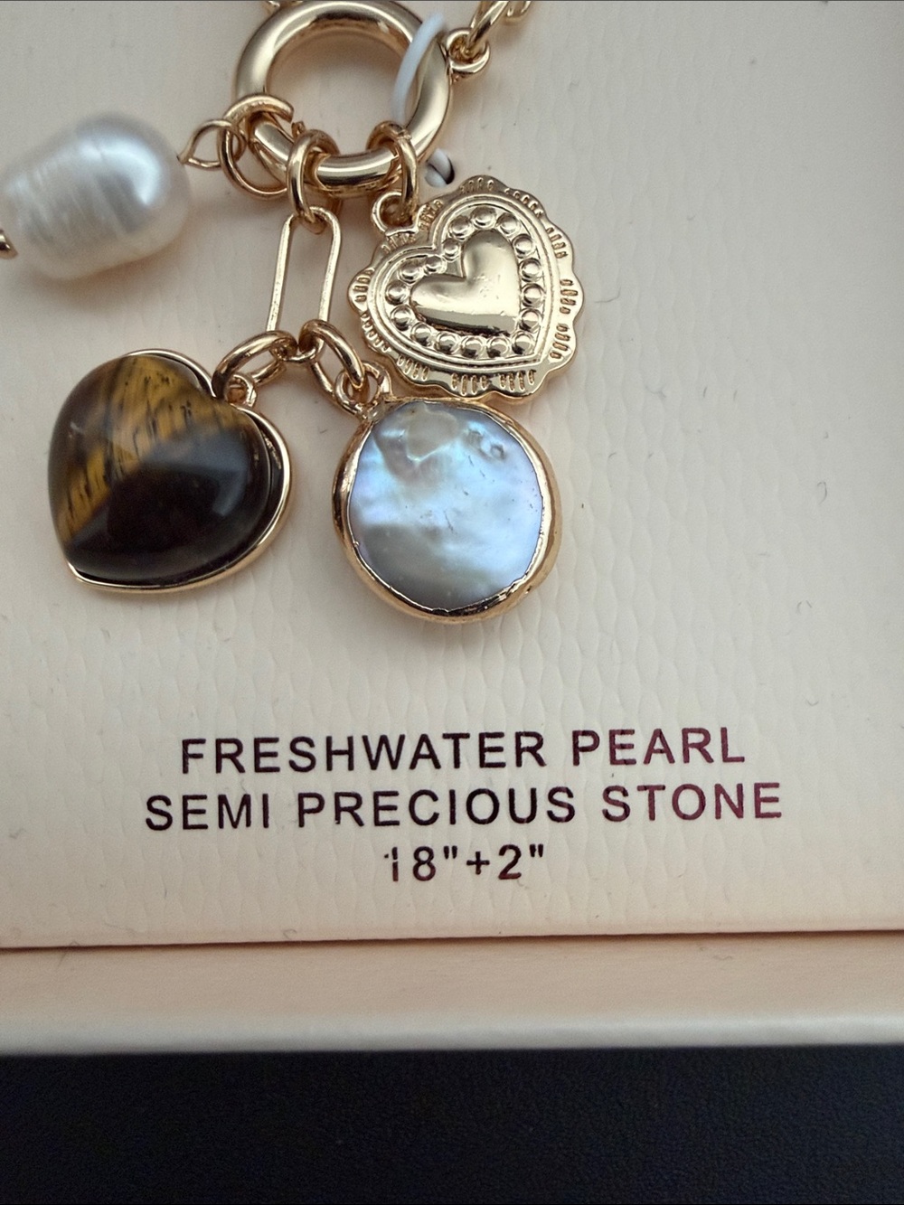 Camila Coelho | Gold Tone Tiger Heart Freshwater Pearl Charm Necklace ✨ - Picture 4 of 7